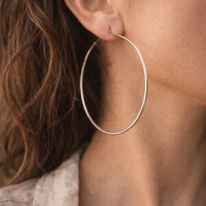 Sterling Silver 3” Hoop Earrings Minimalist Statement